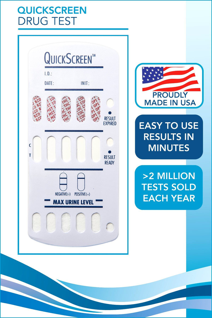 12 Panel QuickScreen Dip Card - 9402 - AMP, BAR, BZD, BUP-10, COC-300, MDMA, MET-500, MTD, OPI-300, OXY-100, PCP, THC + Timer-Countrywide Testing